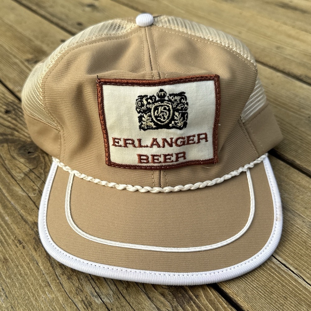 Vintage 80s Beer Trucker Hat Brewery Patch Rope Snapback USA Mesh Cap